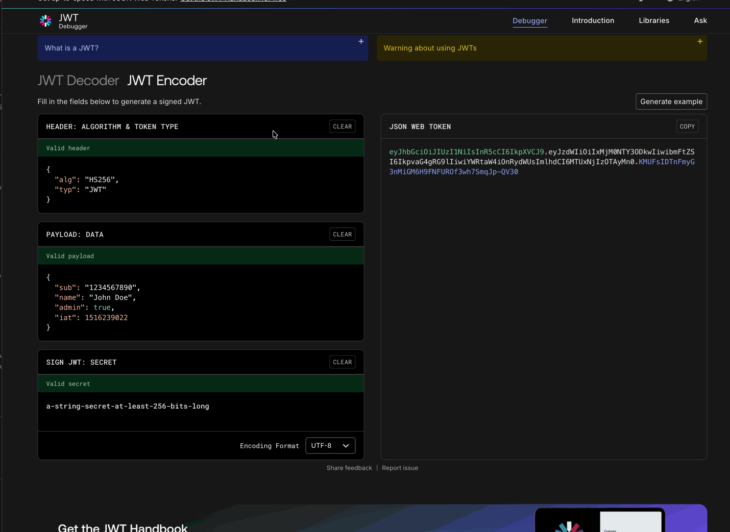 JWT.io Token Generation